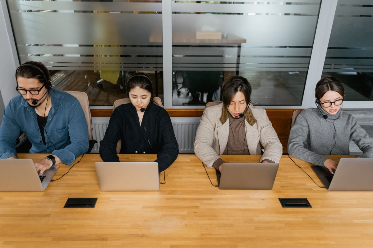 Two people working at home